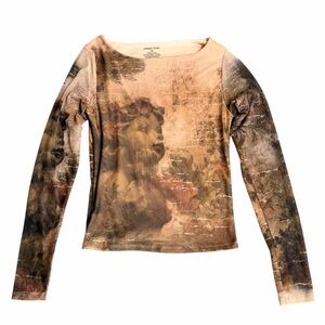 Sweet Lilac Y2K Inspired Cherub Mesh Long Sleeve Top Size Medium